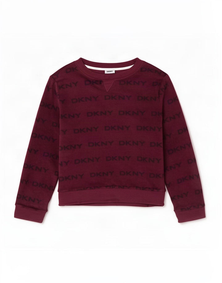 Dkny Top gráfico para mujer manga larga UK 40 XL Poliéster granate