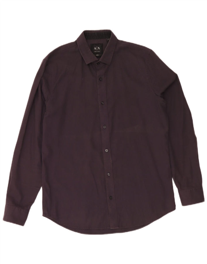 Armani Exchange Camisa Regular Fit para Hombre Algodón Negro Mediano