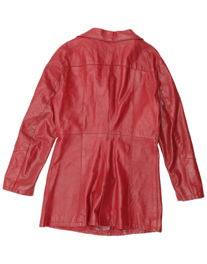 Vintage mujer cuero abrigo Reino Unido 18 XL cuero rojo