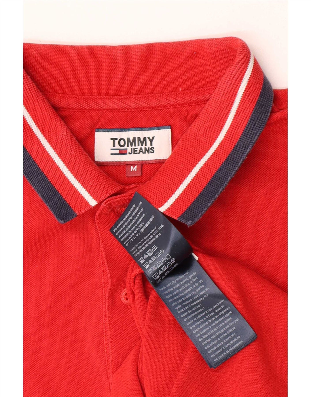 Polo Tommy Hilfiger Hombre De Algodón A Rayas Rojo Medio