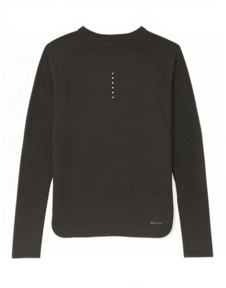 Nike - Camiseta de manga larga para hombre, poliéster a rayas, color caqui, talla pequeña