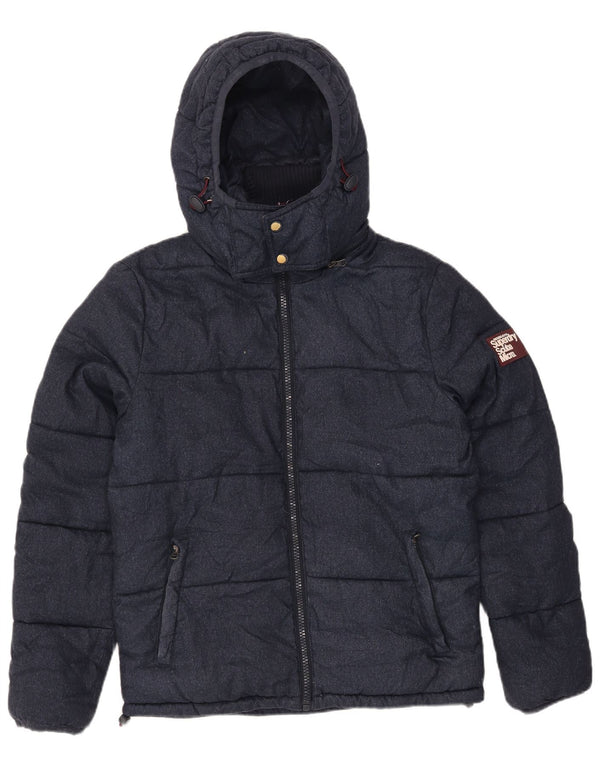 Superdry Chaqueta acolchada con capucha para hombre UK 40 Large Poliéster azul marino