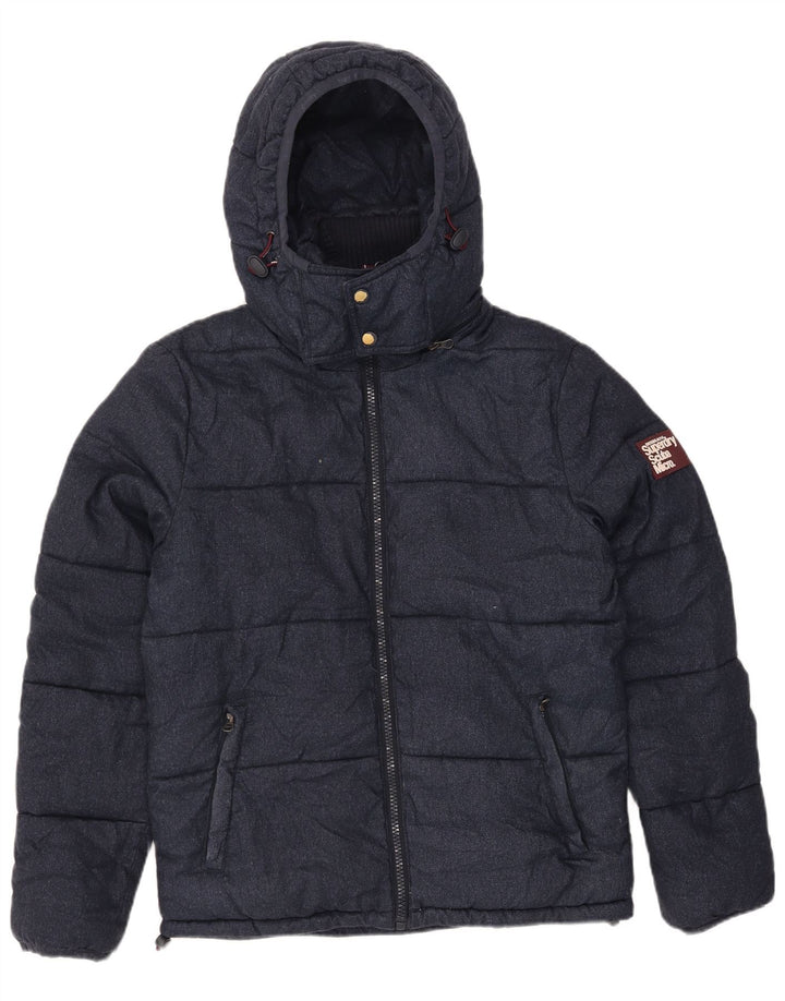Superdry Chaqueta acolchada con capucha para hombre UK 40 Large Poliéster azul marino