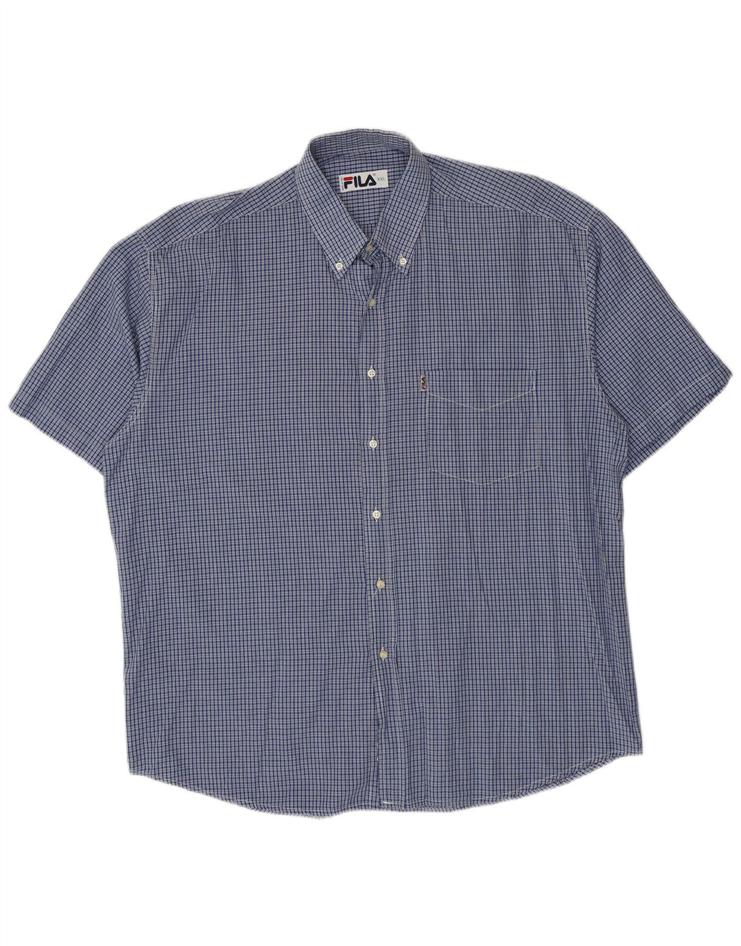 Fila Camisa de manga corta para hombre 2XL Algodón a cuadros azules