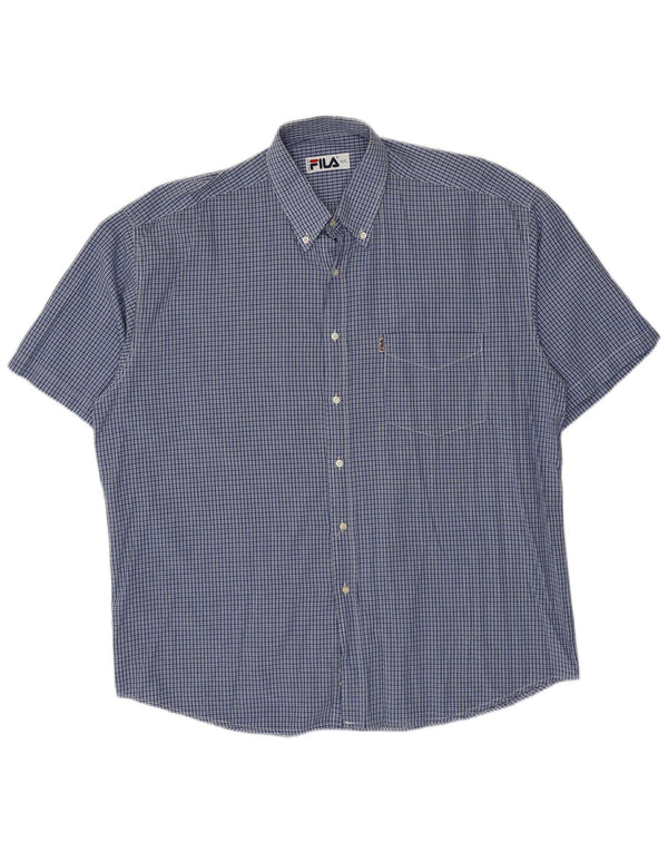 Fila Mens Short Sleeve Shirt 2XL Blue Check Cotton