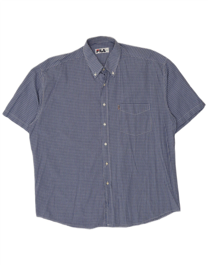 Fila Camisa de manga corta para hombre 2XL Algodón a cuadros azules