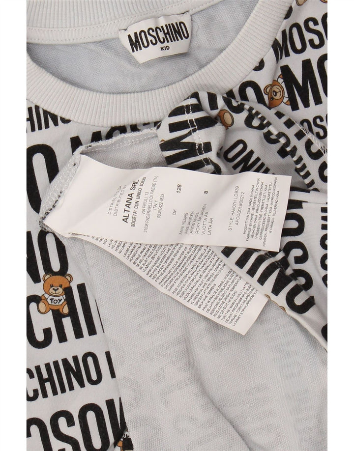 MOSCHINO Camiseta estampada para niña Top 7-8 años Gris Algodón