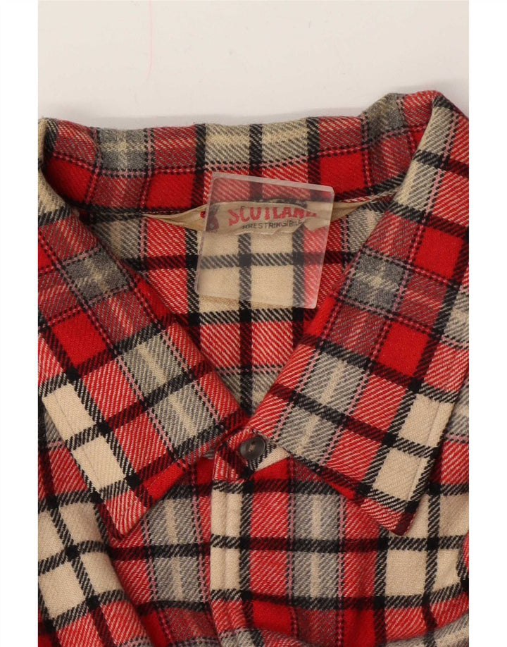 Camisa de franela vintage para hombre XL Lana a cuadros rojos