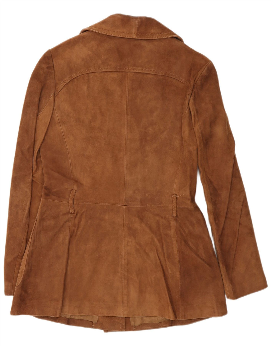 Vintage mujer 3 botones ante Blazer chaqueta IT 46 cuero marrón grande