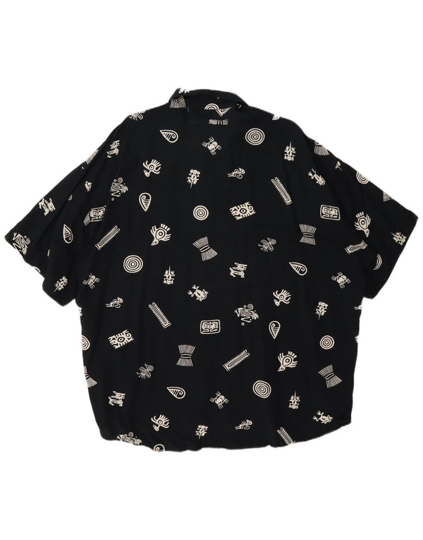 Haupt Camisa de manga corta con estampado abstracto para hombre UK 45/46 2XL Azul marino