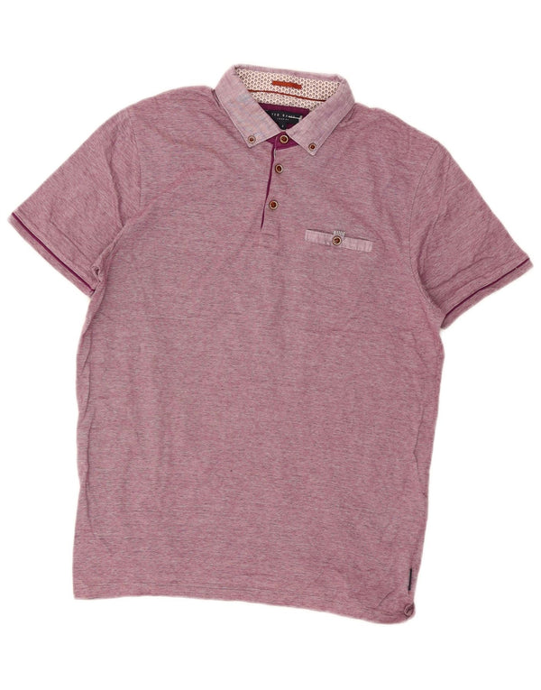 Ted Baker Polo para hombre talla 4 grande algodón a rayas moradas