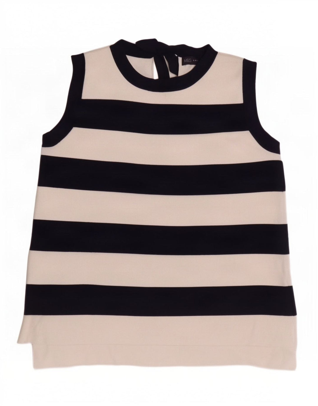 Marks & Spencer - Camiseta sin mangas para mujer, talla 40, talla mediana, poliamida a rayas, color azul marino