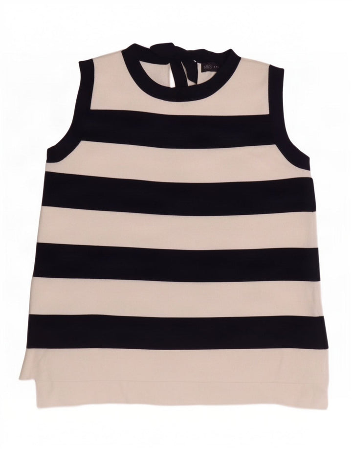 Marks & Spencer - Camiseta sin mangas para mujer, talla 40, talla mediana, poliamida a rayas, color azul marino