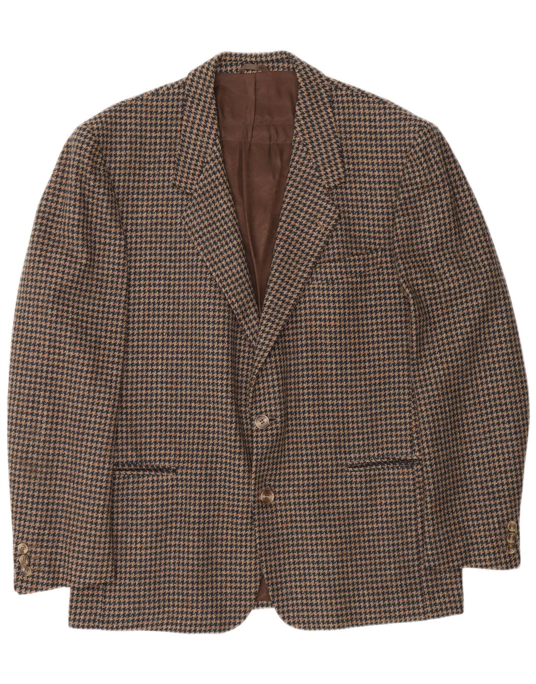 Lanificio Campore Chaqueta tipo blazer de 2 botones para hombre UK 40 Large Brown Houndstooth