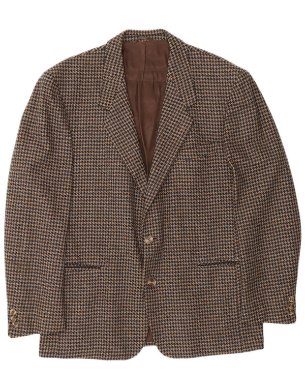 Lanificio Campore Chaqueta tipo blazer de 2 botones para hombre UK 40 Large Brown Houndstooth