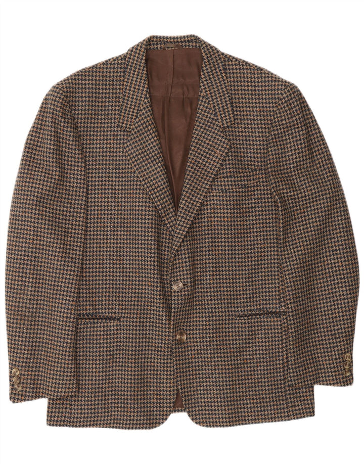 Lanificio Campore Chaqueta tipo blazer de 2 botones para hombre UK 40 Large Brown Houndstooth