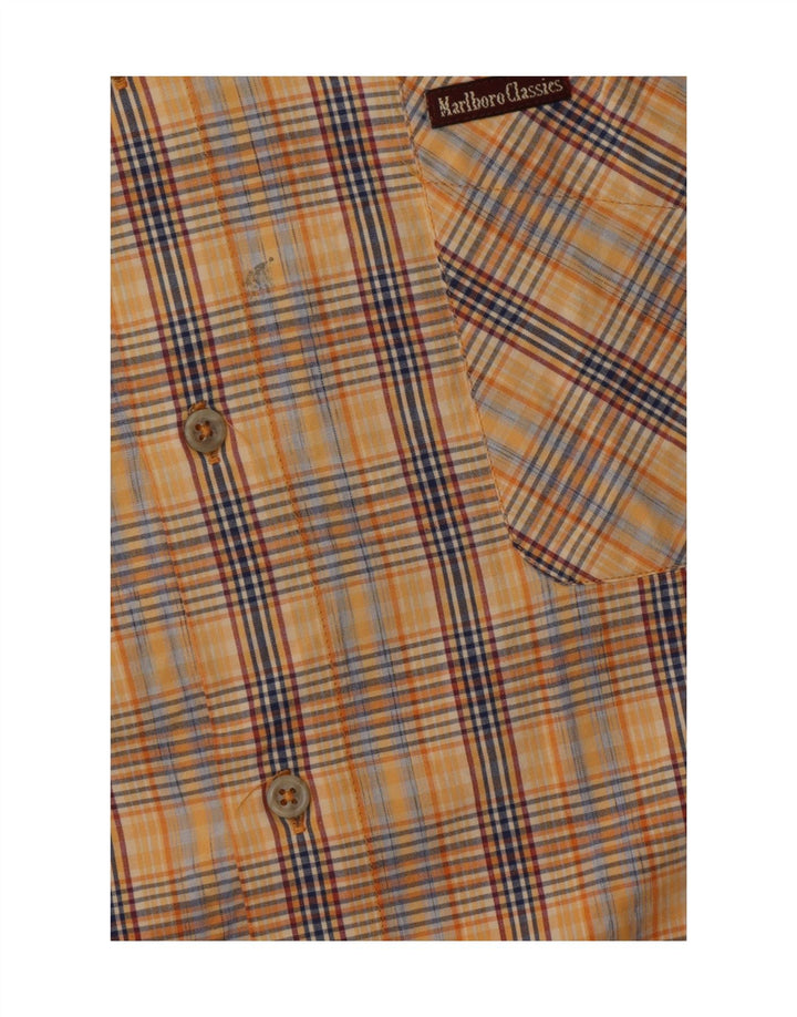 Marlboro Classics Camisa de manga corta para hombre 2XL Beige Check
