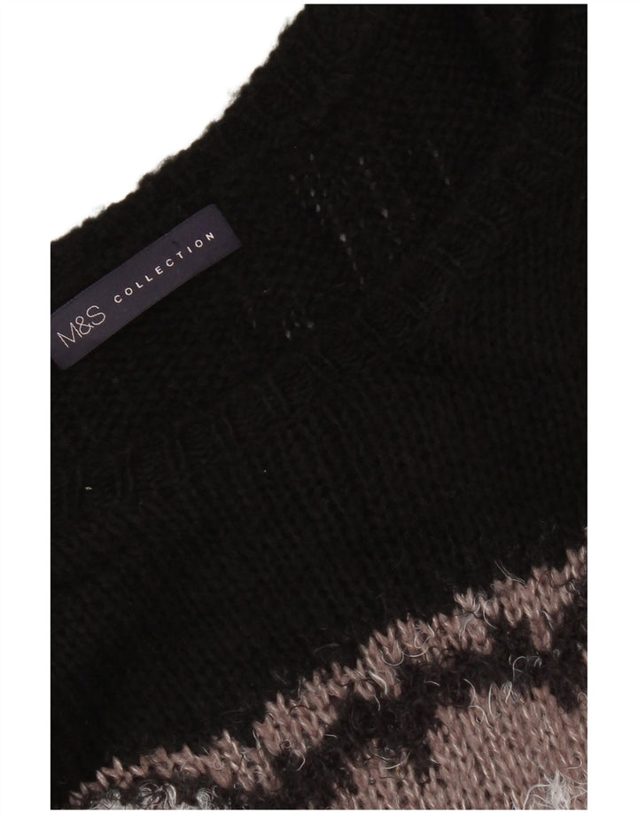 Marks & Spencer Suéter con Cuello Barco Gráfico para Mujer UK 44 Mediano Negro