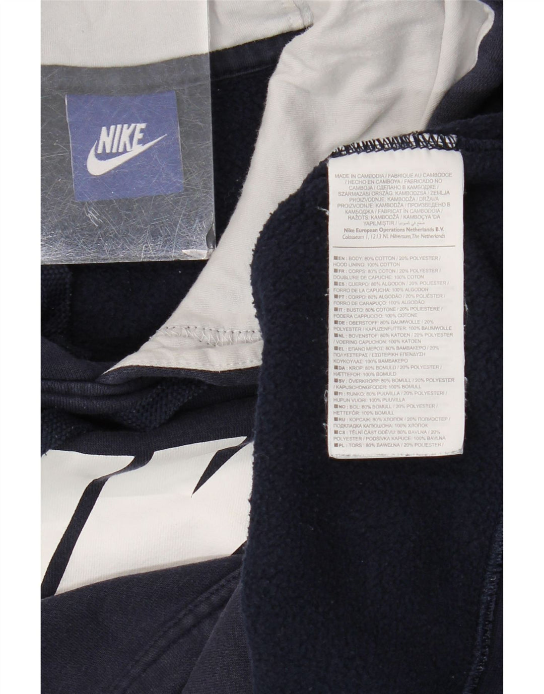 Nike Hombre Sudadera con capucha gráfica Jersey de algodón azul marino mediano