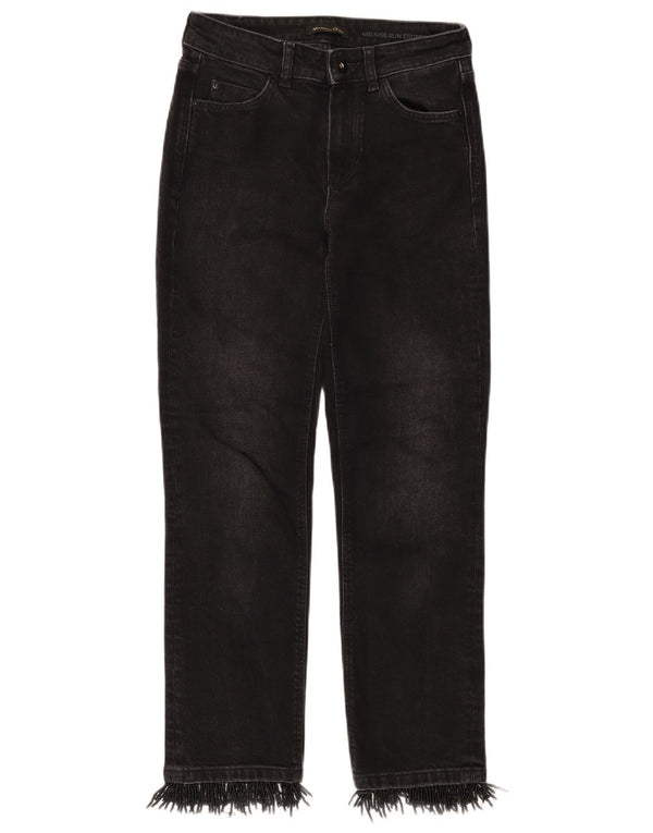 Massimo Dutti Womens Mid Rise Slim Cropped Jeans EU 34 2XS W25 L26 Black