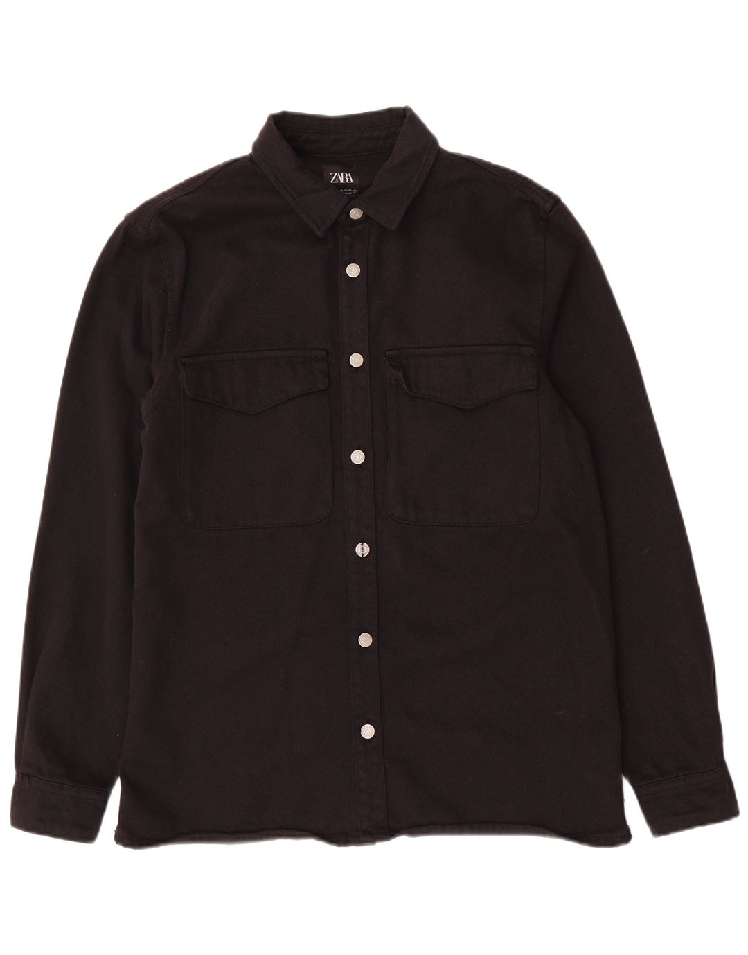Zara Hombre Camisa Vaquera De Corte Relajado Algodón Negro Mediano