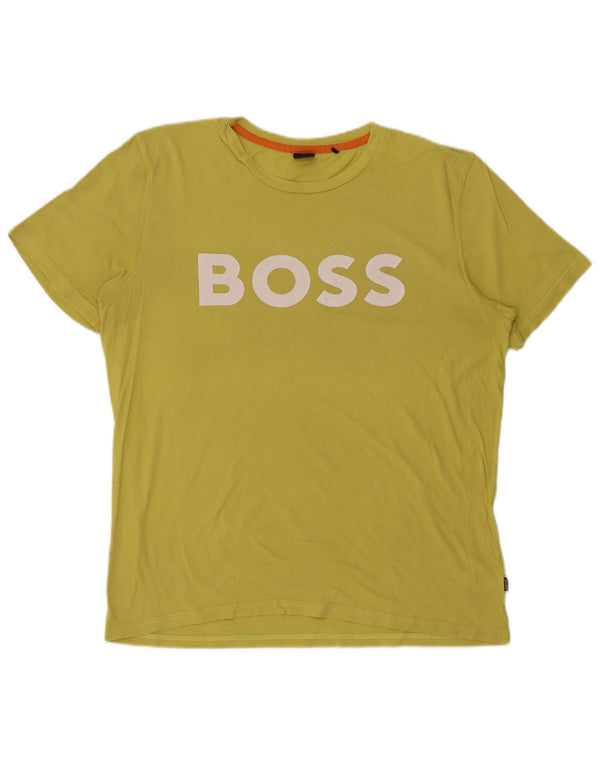 Hugo Boss Camiseta gráfica para hombre Top 2XL Algodón amarillo