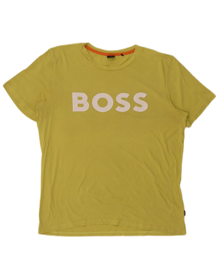 Hugo Boss Camiseta gráfica para hombre Top 2XL Algodón amarillo