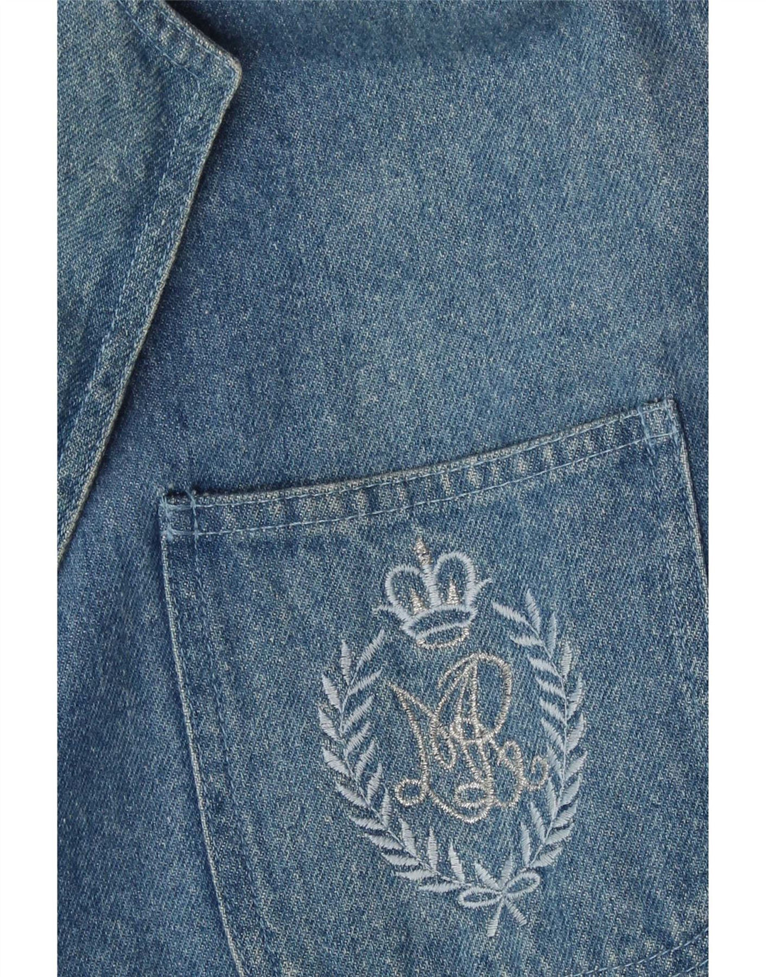 Vintage mujer 2 botones denim Blazer chaqueta Reino Unido 18 XL azul