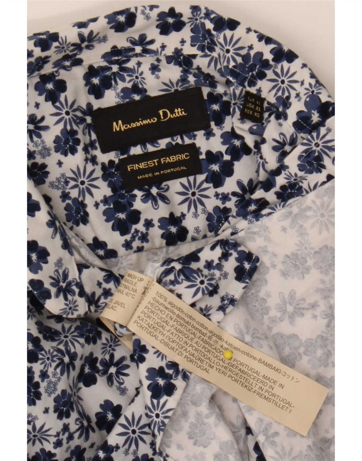 Camisa Massimo Dutti Hombre XL Algodón Floral Azul