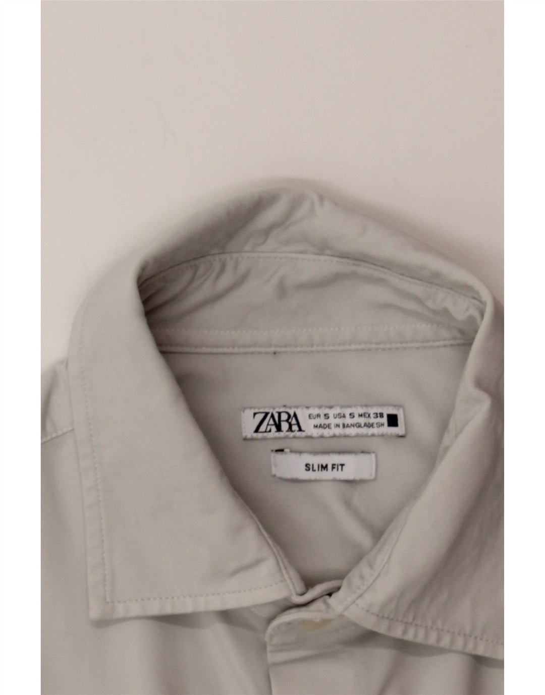 ZARA Mens Slim Fit Short Sleeve Shirt Small Grey Vintage Zara and Second-Hand Zara from Messina Hembry 