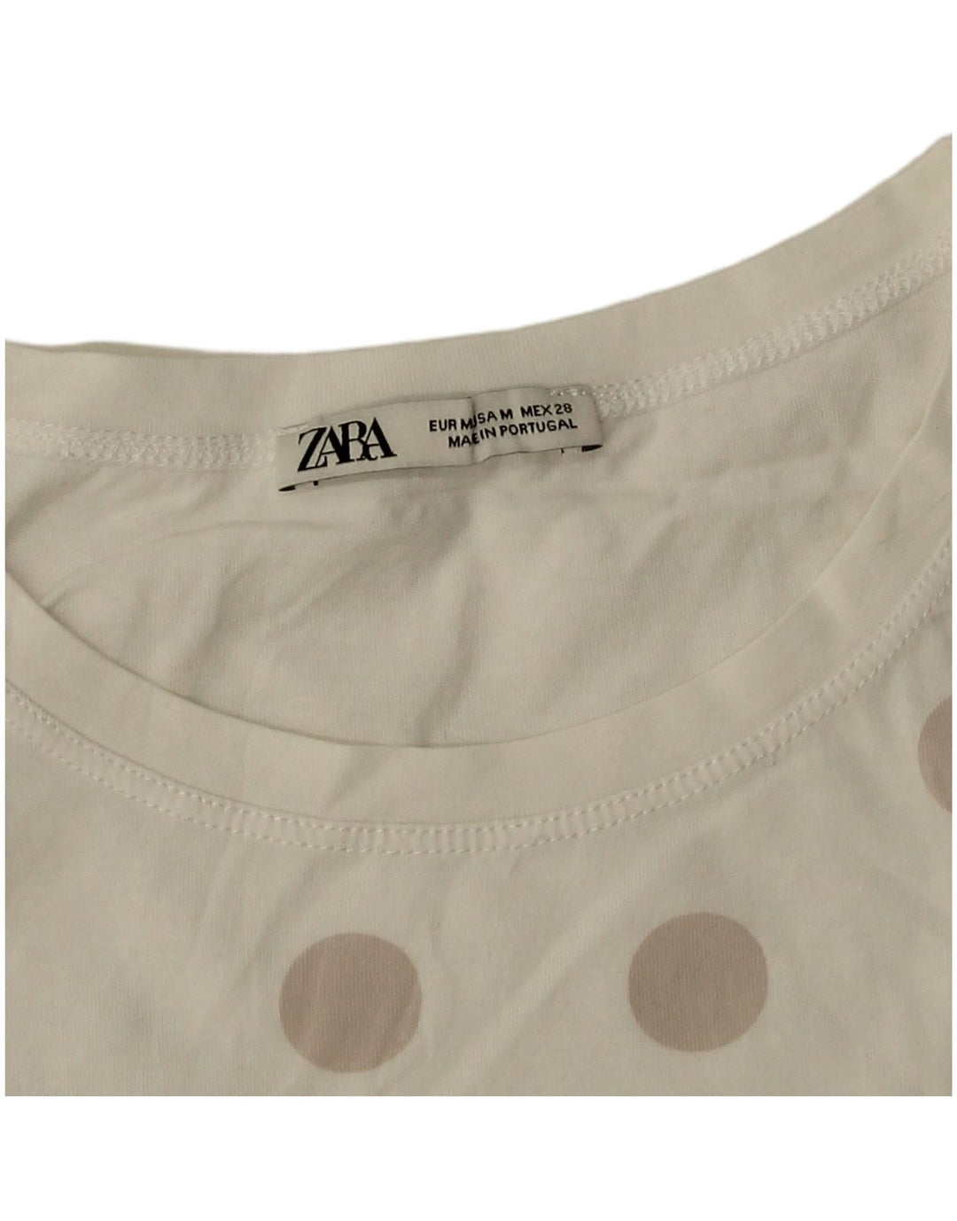 Zara Camiseta Mujer Top UK 40 Mediano Lunares Blancos