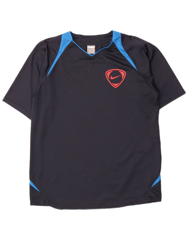 Nike Camiseta para hombre Top UK 42/44 Large Azul marino Colorblock Poliéster