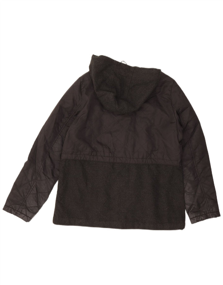 Topshop Chaqueta acolchada con capucha para mujer UK 40 Grande Poliéster negro