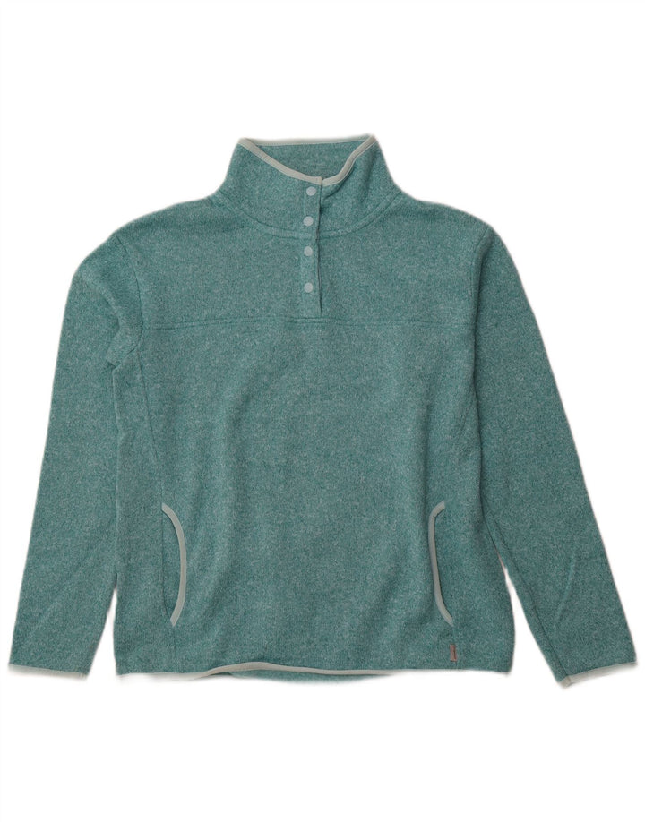 EDDIE BAUER Sudadera con cuello y botones para mujer UK 14 Medium Turquesa