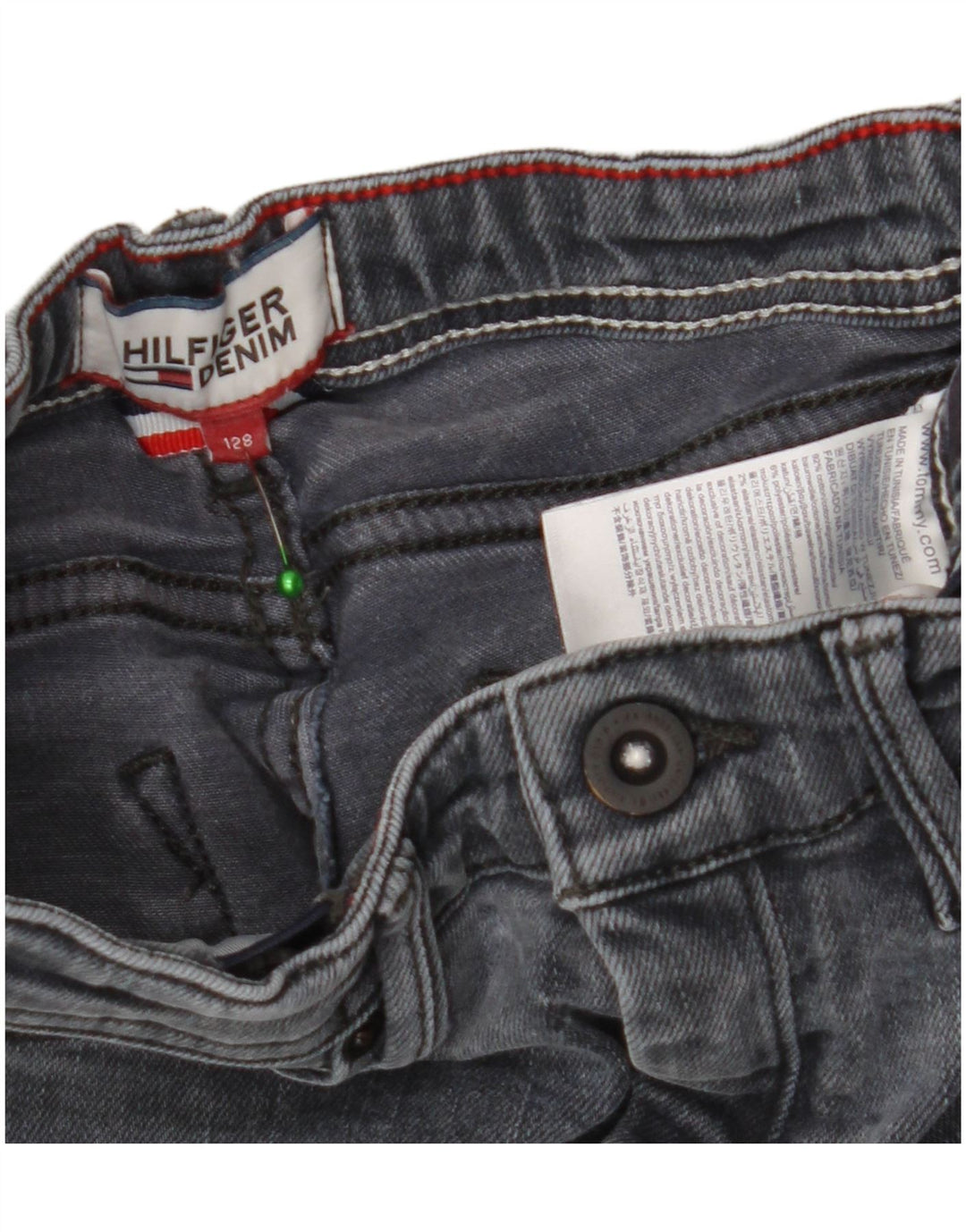 TOMMY HILFIGER Vaqueros pitillo para niña 7-8 años W20 L22 Algodón gris