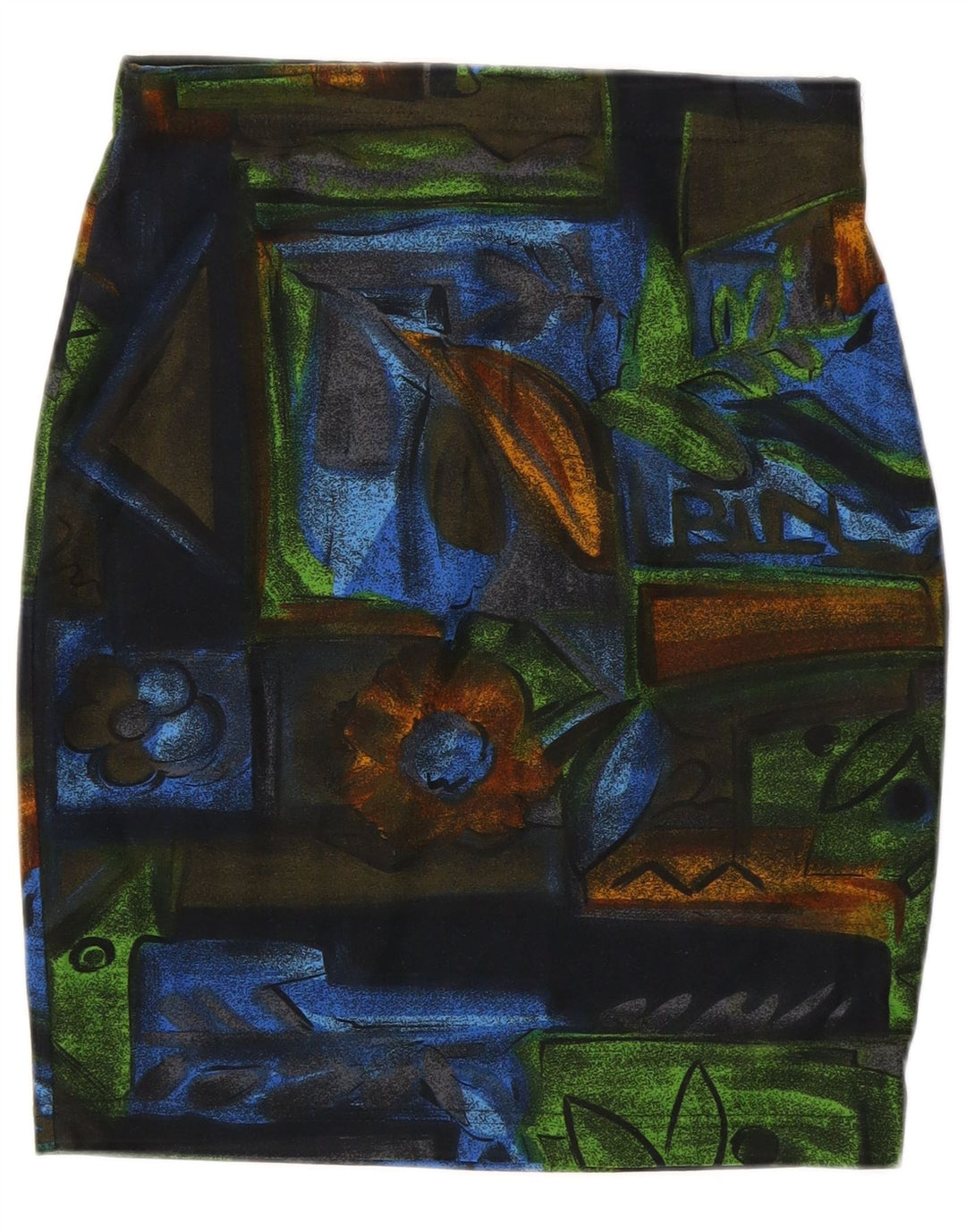 Falda lápiz vintage para mujer W28 Poliéster floral multicolor medio