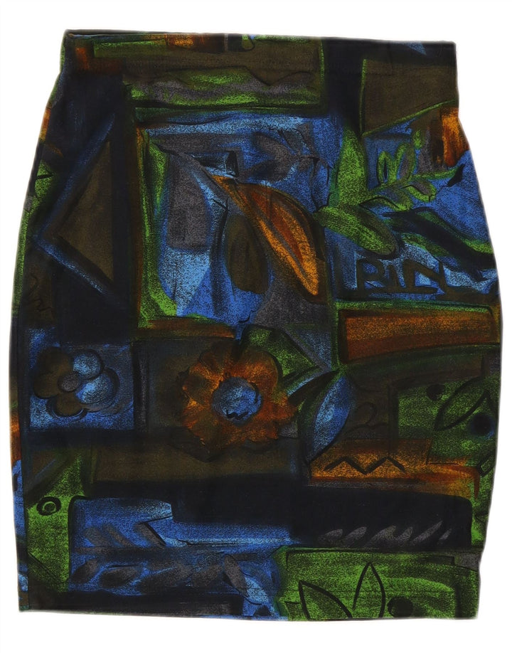 Falda lápiz vintage para mujer W28 Poliéster floral multicolor medio