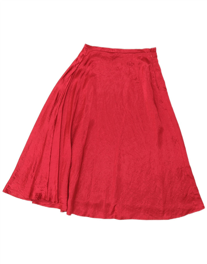 Marks & Spencer Falda Acampanada para Mujer UK 8 Small W26 Acetato Rojo