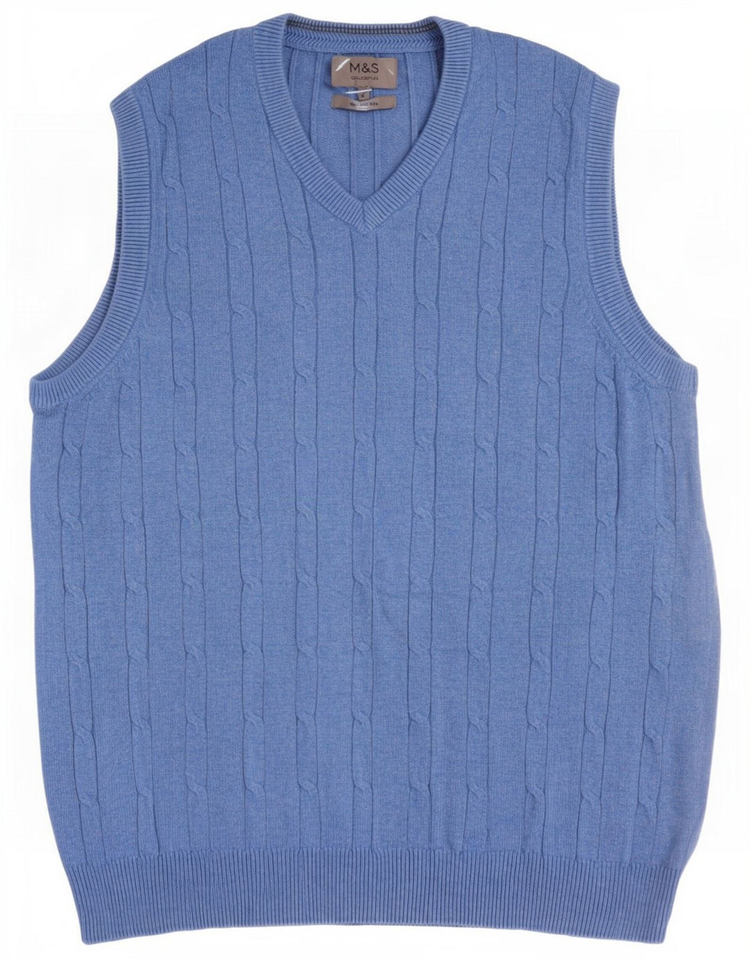 Marks & Spencer - Camiseta sin mangas para hombre, talla pequeña, algodón azul