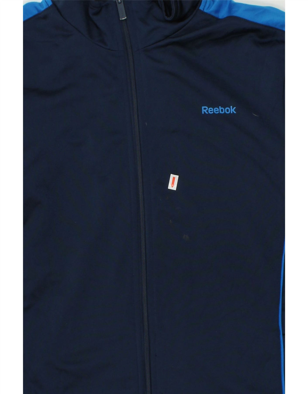 REEBOK Mens Tracksuit Top Jacket Large Navy Blue Colourblock Polyester Vintage Reebok and Second-Hand Reebok from Messina Hembry 