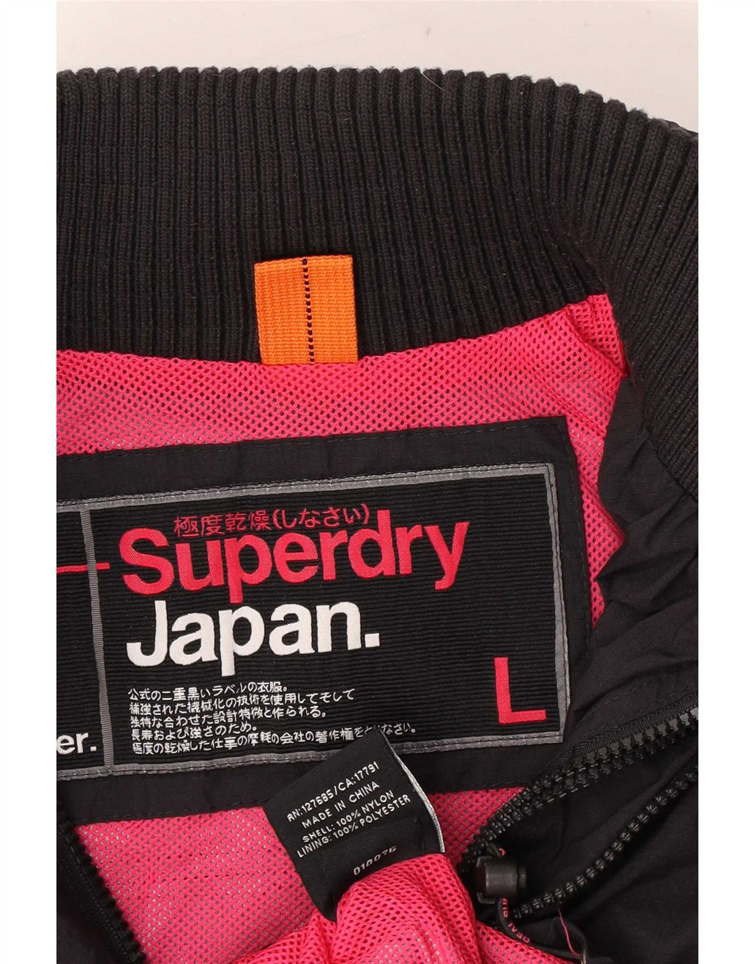 Superdry Chaqueta Cortavientos Estampada para Mujer UK 46 Large Nylon Negro