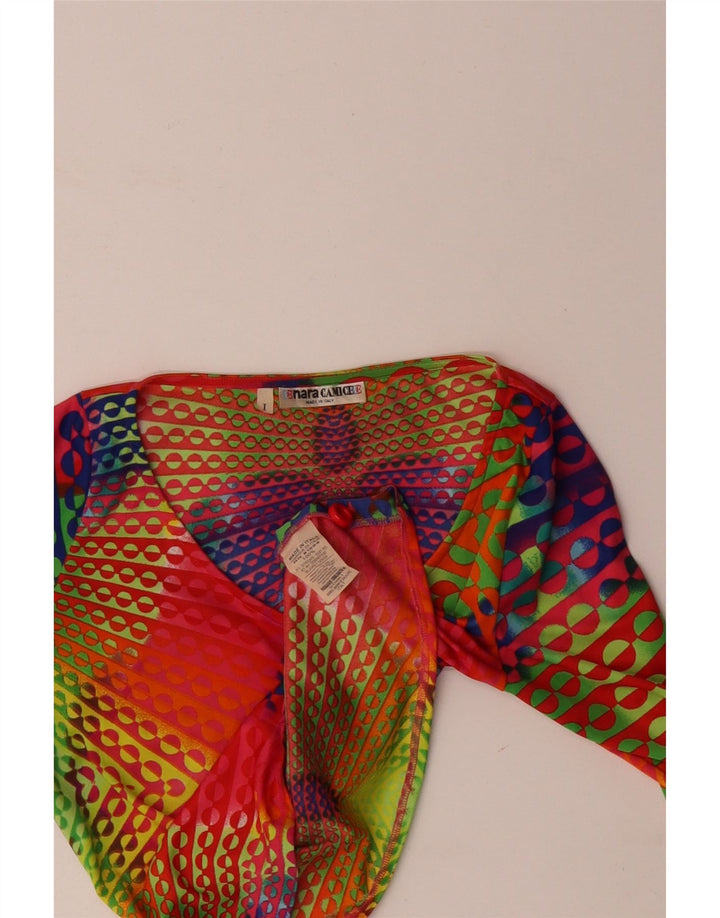 Naracamicee Top corto para mujer UK 12 Seda geométrica multicolor mediana
