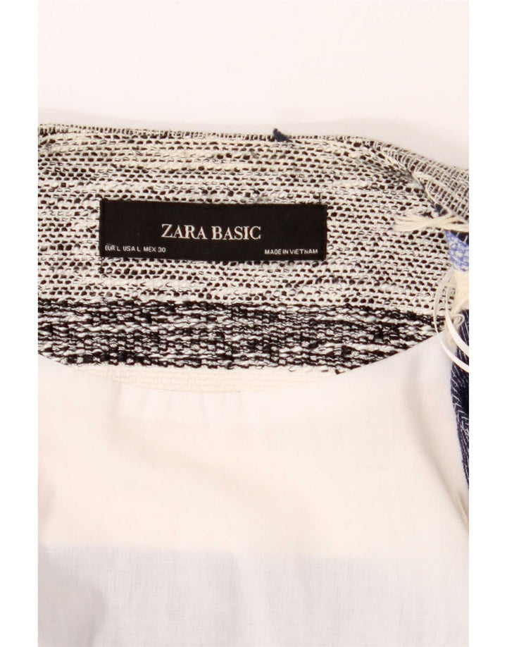 Zara Chaqueta Blazer Abierta para Mujer UK 46 Grande Algodón A Rayas Multicolor