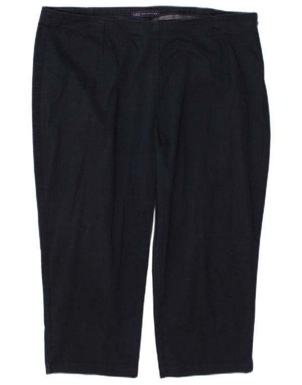 Marks & Spencer Pantalones Capri para Mujer UK 40 Large W34 L19 Algodón Azul Marino