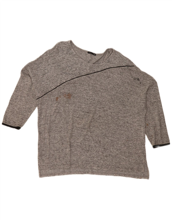 Zara Mujer Top Extragrande Manga 3/4 UK 46 Grande Gris Moteado