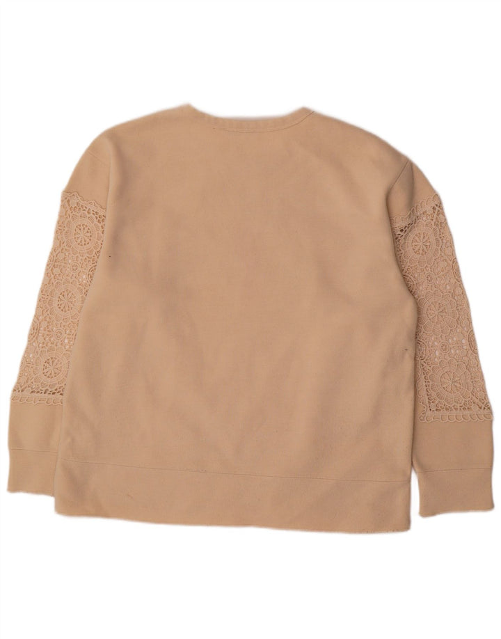 Zara Mujer Sudadera Extragrande Jersey UK 44 Algodón Floral Beige Medio