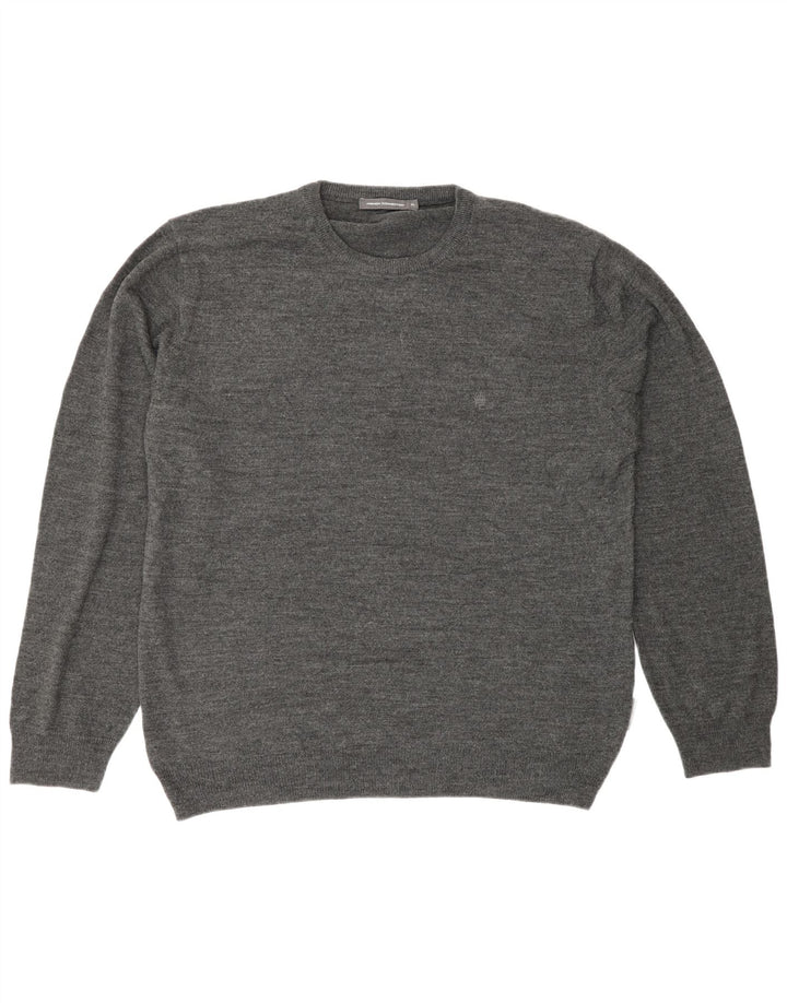 French Connection Jersey de cuello redondo para hombre XL Acrílico gris