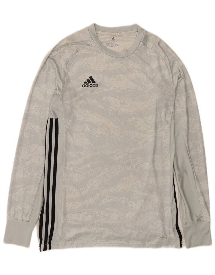 Adidas Mens Climalite Top Manga Larga Pequeño Gris Camuflaje Poliéster