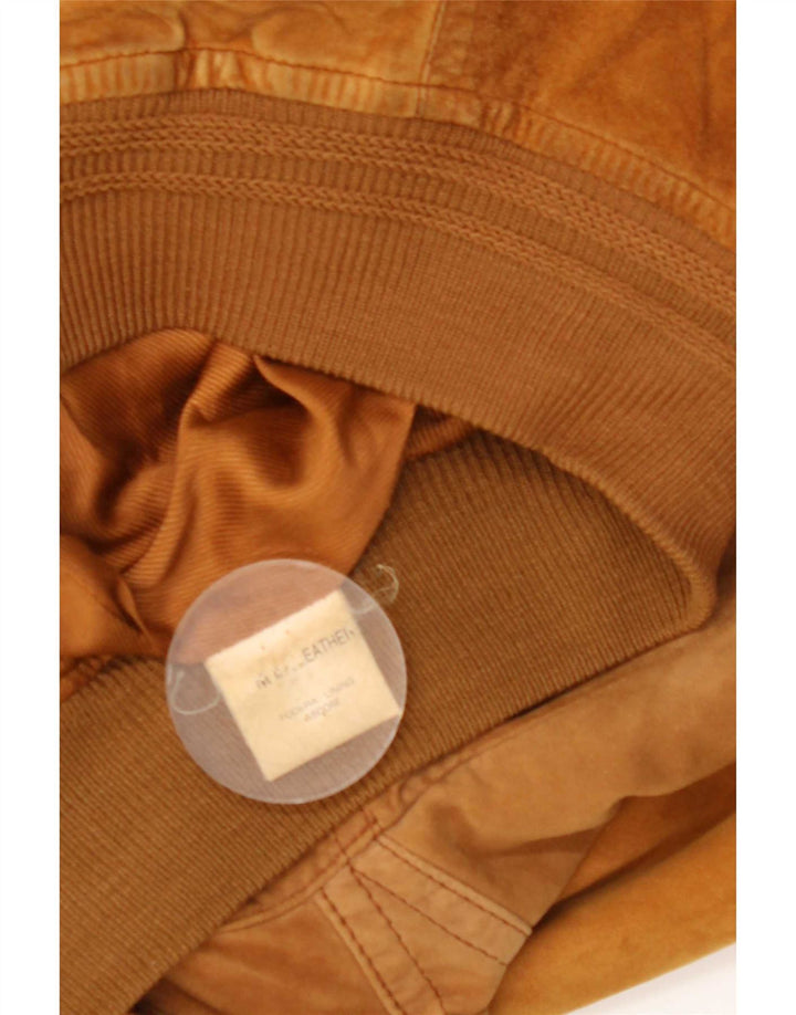 Vintage mujer ante bomber chaqueta Reino Unido 18 XL marrón