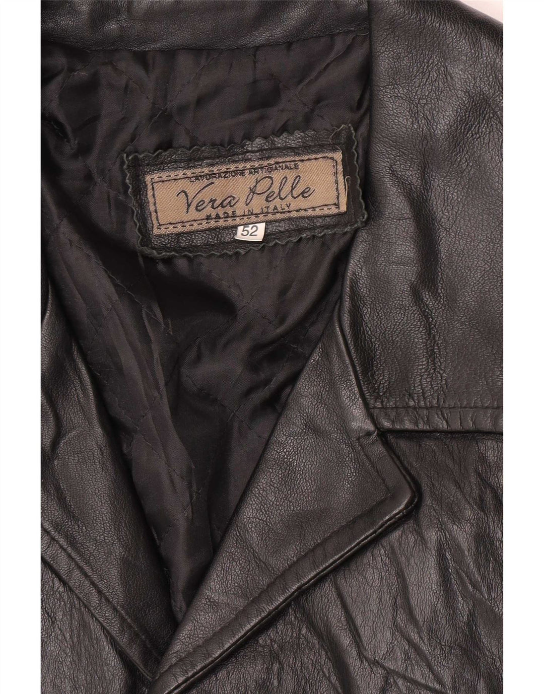 Vintage chaqueta de cuero para hombre Reino Unido 38 Medio Negro Clásico